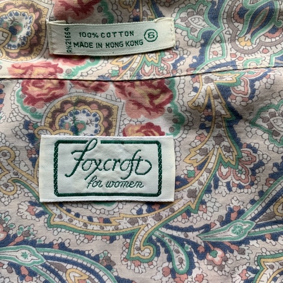 Vintage foxcroft floral paisley cotton button up blouse S - Picture 3 of 4